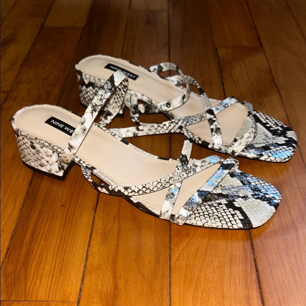 NWOT Nine West Snakeskin Print Heeled Sandals